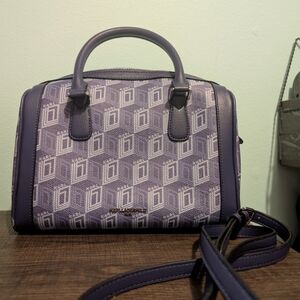 Karl Lagerfeld Purple Satchel with Monogram Design